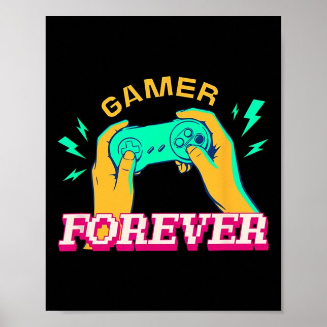 Gamer Forever – Retro Controller Vintage Design  Poster (Front)