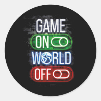 Gamer Game On World Off For Boys And Men Classic Round Sticker