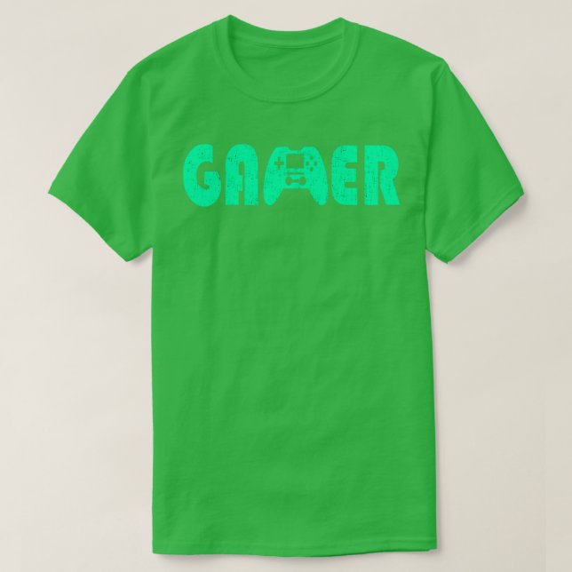 Gamer Gamepad Neon Green T-Shirt (Design Front)