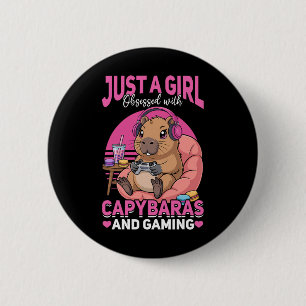 Gamer Gaming Capyra Video Game  6 Cm Round Badge