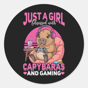 Gamer Gaming Capyra Video Game  Classic Round Sticker