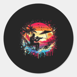 Gamer Gaming Vintage Retro Style Clic Cool Winter  Classic Round Sticker