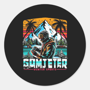 Gamer Gaming Vintage Retro Style Clic Cool Winter Classic Round Sticker