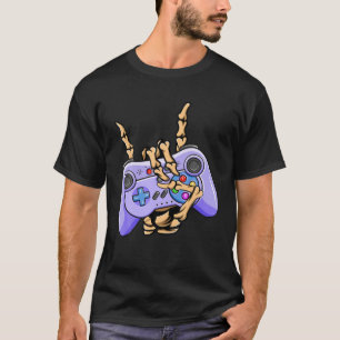Gamer Geek Skeleton Video Game Funny Gaming Hallow T-Shirt
