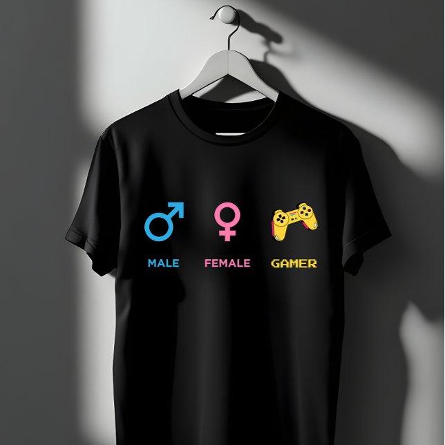 Gamer Gender Symbols Controller Funny Design T-Shirt (Creator Uploaded)
