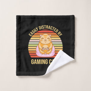 Gamer Gift Easily Distracted By Gaming Cats Wash Cloth