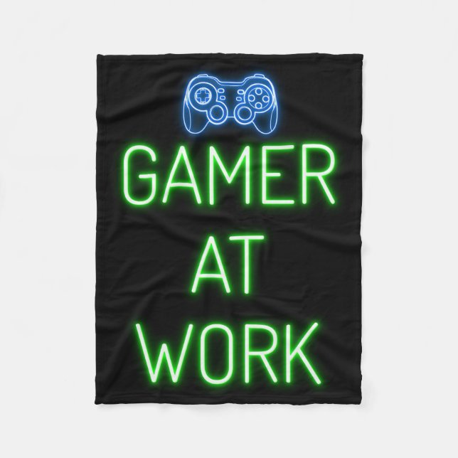 Gamer Gift | Gamer At Work Fleece Blanket (Front)