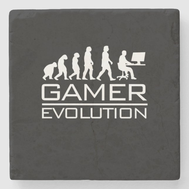 Gamer Gift | Gamer Evolution Stone Coaster (Front)