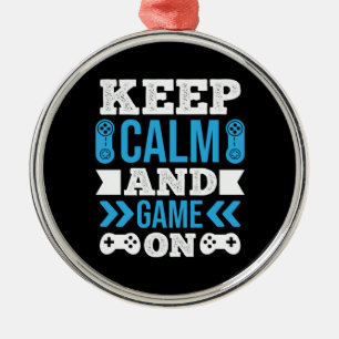 Gamer Gift Keep Calm And Game On Metal Tree Decoration