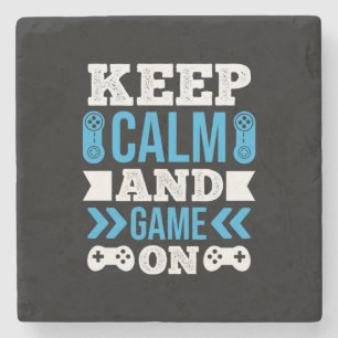 Gamer Gift Keep Calm And Game On Stone Coaster