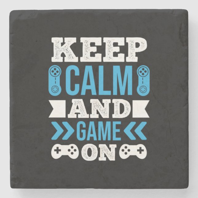 Gamer Gift Keep Calm And Game On Stone Coaster (Front)