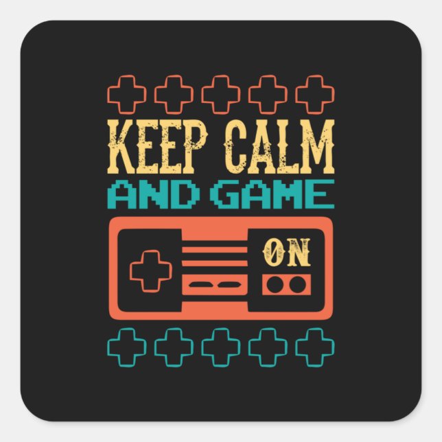 Gamer Gift Keep Calm And Play Game Square Sticker (Front)
