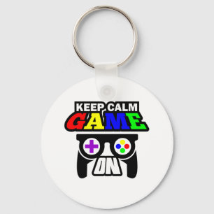 Gamer Gift Keep Calm Game On Key Ring