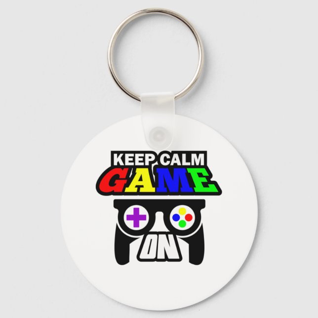 Gamer Gift Keep Calm Game On Key Ring (Front)