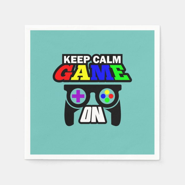 Gamer Gift Keep Calm Game On Napkin (Front)