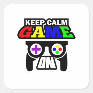 Gamer Gift Keep Calm Game On Square Sticker