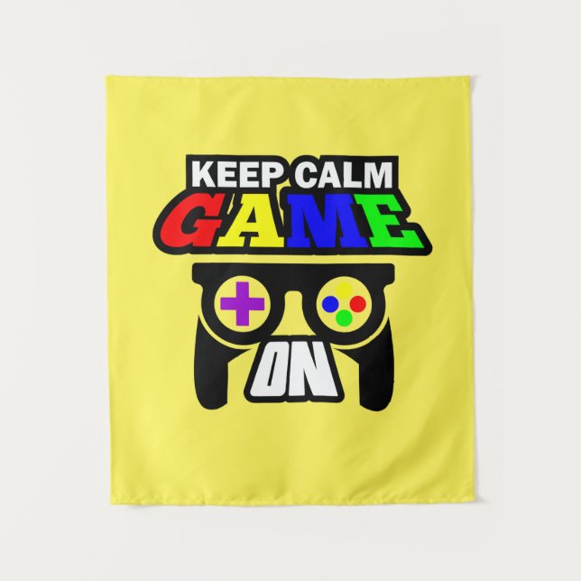Gamer Gift Keep Calm Game On Tapestry (Front)