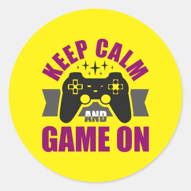 Gamer Gift Keep Calm Games On Classic Round Sticker (Front)