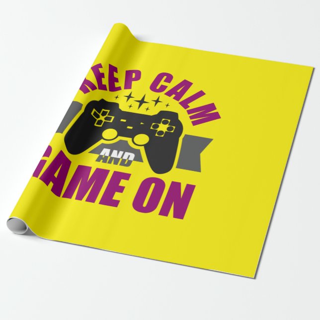 Gamer Gift Keep Calm Games On Wrapping Paper (Unrolled)