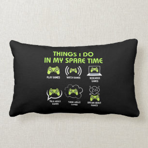 Gamer Gift Things Gamer Do In My Spare Time Lumbar Cushion