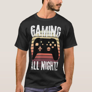 Gamer Gifts Retro Controller Gaming All Night Fun  T-Shirt