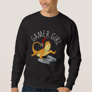 Gamer Girl Bearded Dragon Gaming Cute Video Game W Sweatshirt