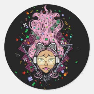 Gamer Girl Classic Round Sticker