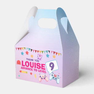Gamer Girl Colorful Pink Video Game Birthday Favour Box