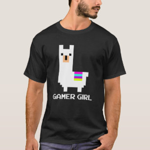 Gamer Girl Cute Alpaca Llama 8 Bit Video Game Cool T-Shirt
