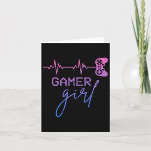 Gamer Girl Cute Heartbeat Gamer For Girl Video Gam Card