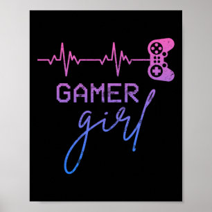 Gamer Girl Cute Heartbeat Gamer For Girl Video Gam Poster