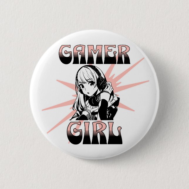 Gamer Girl | Gaming 6 Cm Round Badge (Front)