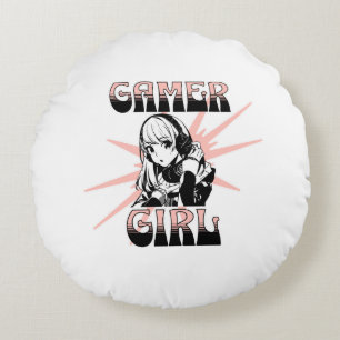 Gamer Girl   Gaming Round Cushion