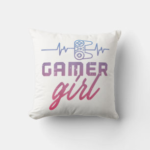 Gamer Girl Heartbeat Gaming  Cushion
