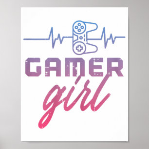 Gamer Girl Heartbeat Gaming Poster
