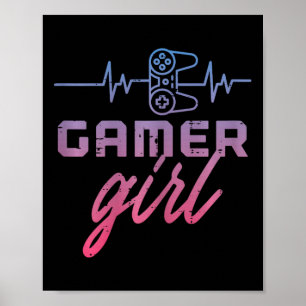 Gamer Girl Heartbeat Gaming Women Girls Kids Teens Poster