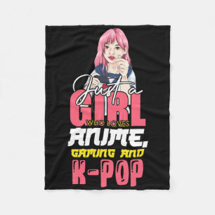 Gamer Girl Just A Girl Who Loves Anime Gaming And  Fleece Blanket