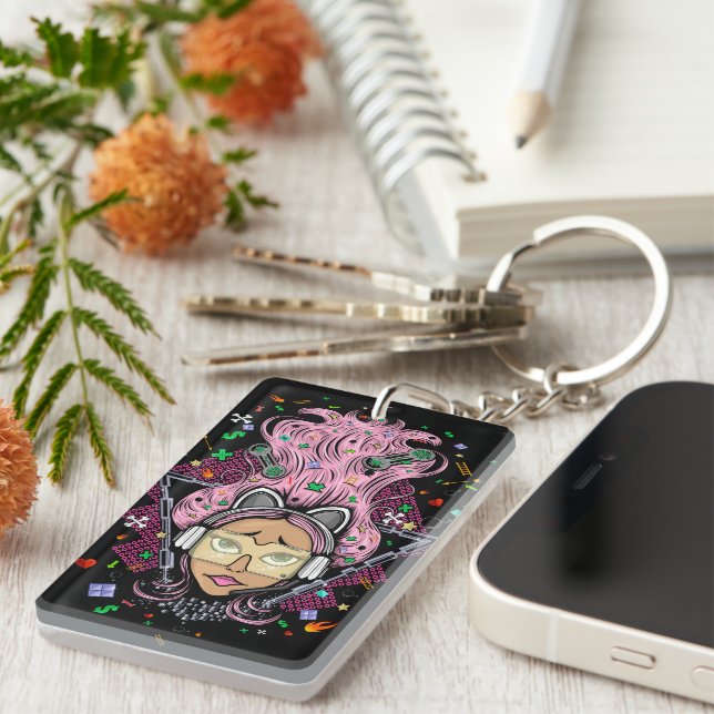 Gamer Girl Key Ring (Front Right)