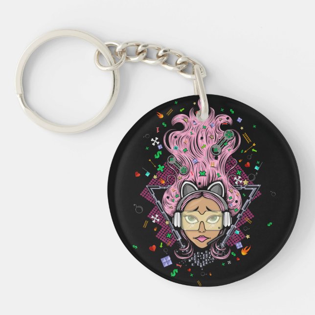 Gamer Girl Key Ring (Front)