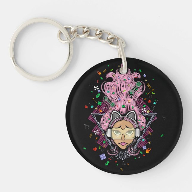 Gamer Girl Key Ring (Front)