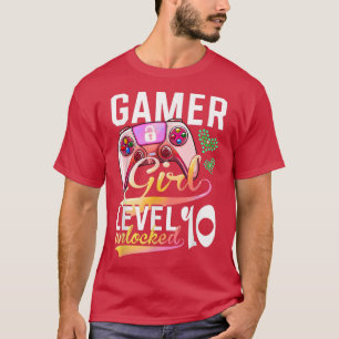 Gamer Girl Level 10 Unlocked Video Game 10th Birth T-Shirt