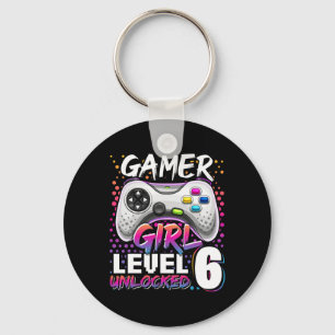 Gamer Girl Level 6 Unlocked Video Game 6th Birthda Key Ring