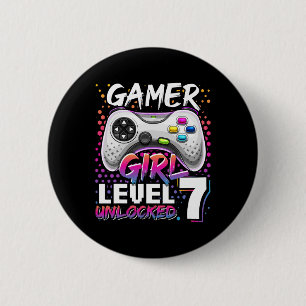 Gamer Girl Level 7 Unlocked Video Game 7th Birthda 6 Cm Round Badge
