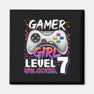 Gamer Girl Level 7 Unlocked Video Game 7th Birthda Magnet