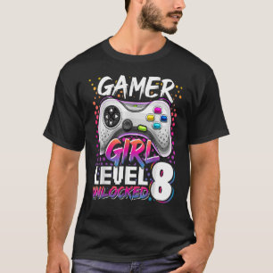 Gamer Girl Level 8 Unlocked Video Game 8th Birthda T-Shirt