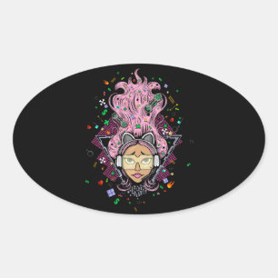Gamer Girl Oval Sticker