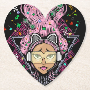 Gamer Girl Paper Coaster