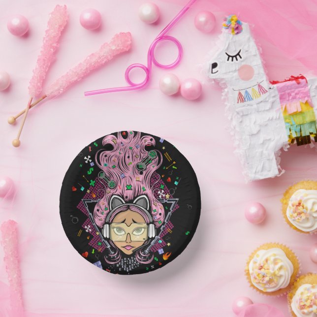Gamer Girl Paper Plate (Party)
