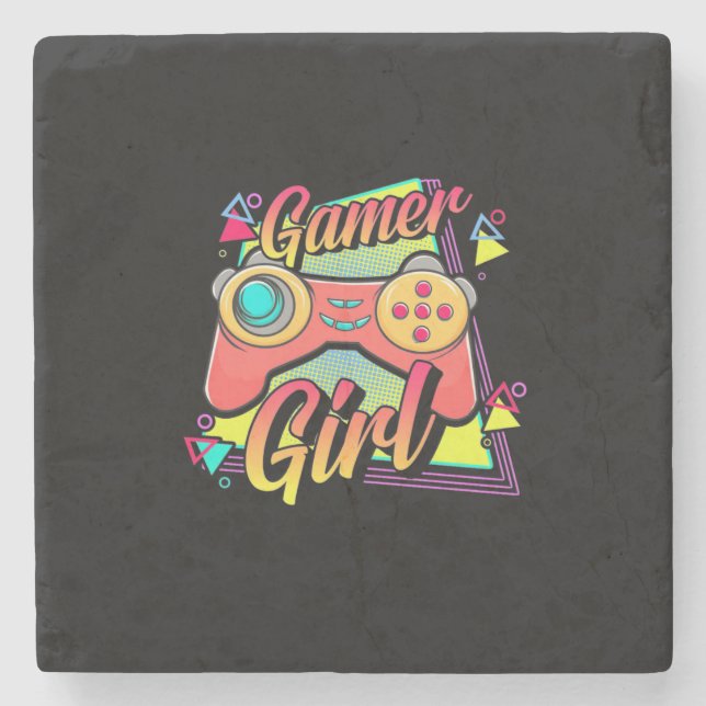 Gamer Girl Stone Coaster (Front)