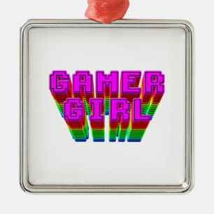 Gamer Girl Text Metal Tree Decoration